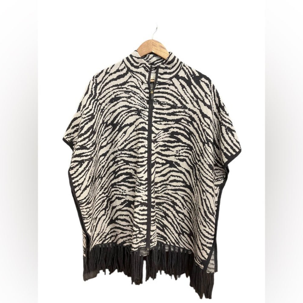 Christian Siriano zebra poncho